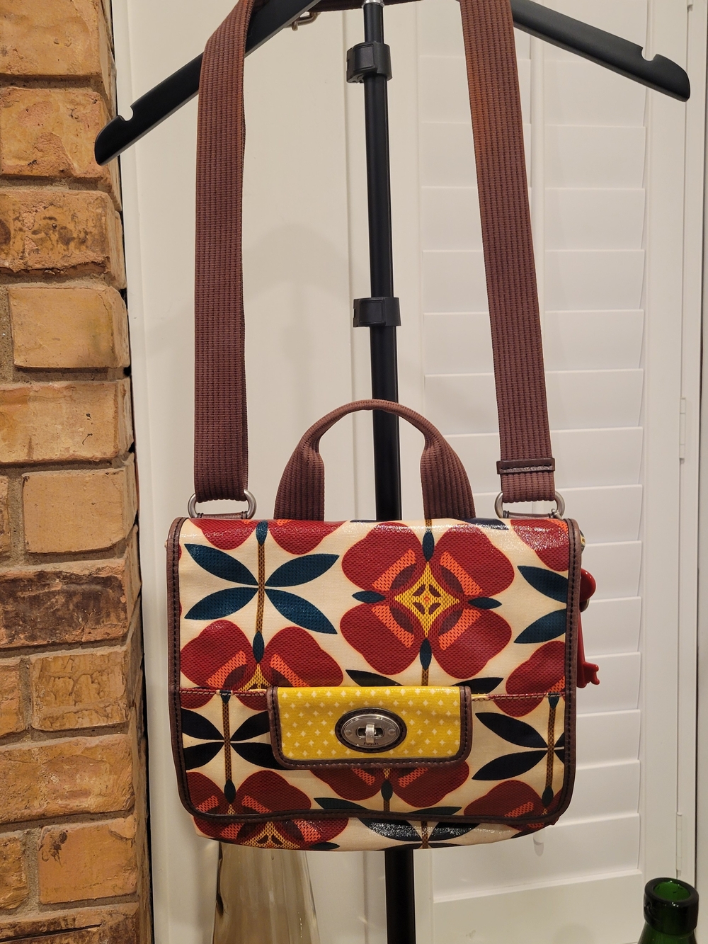 Fossil Vintage Key-Per Floral Pattern Crossbody Bag